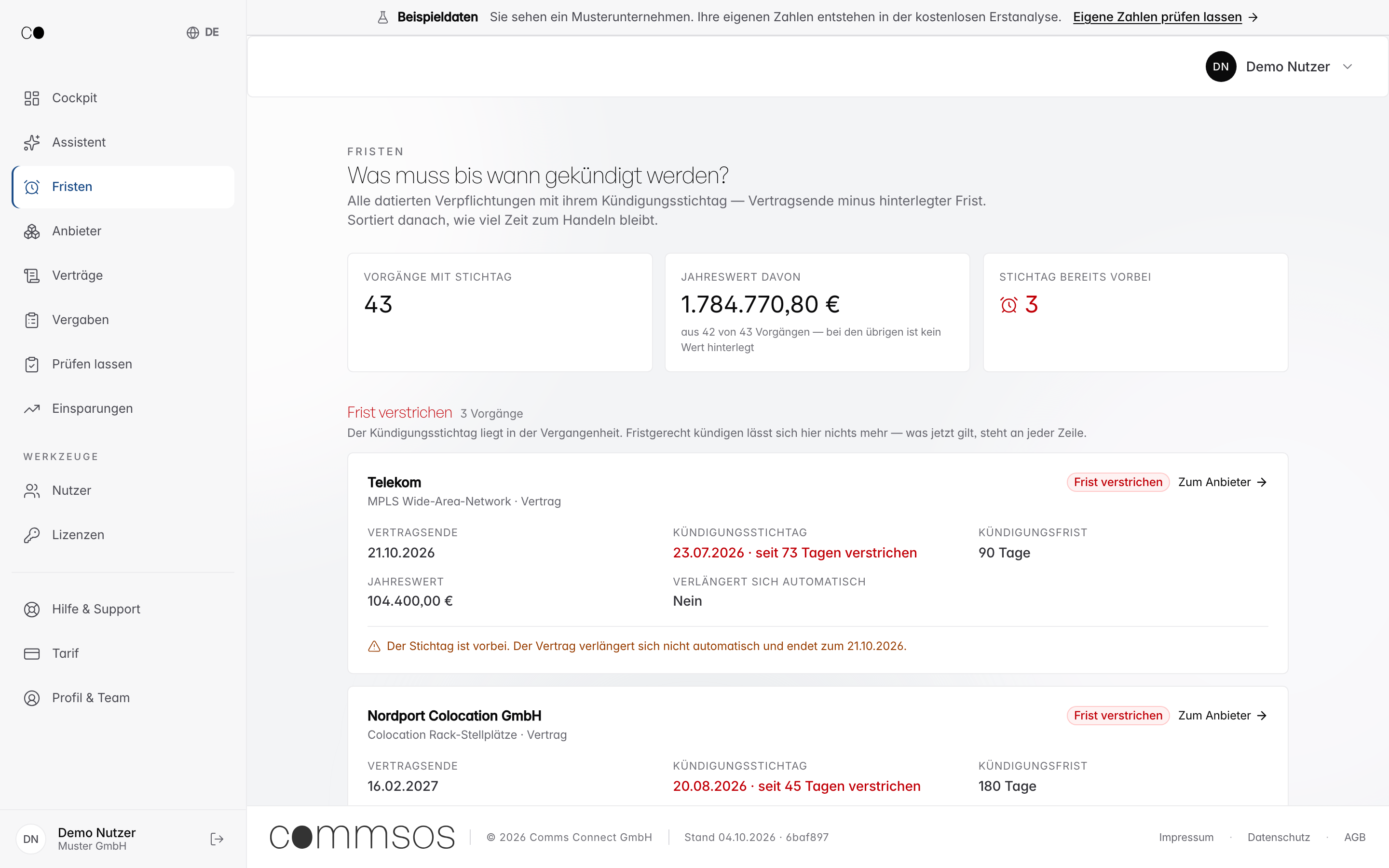 Was bis wann gekündigt werden muss.